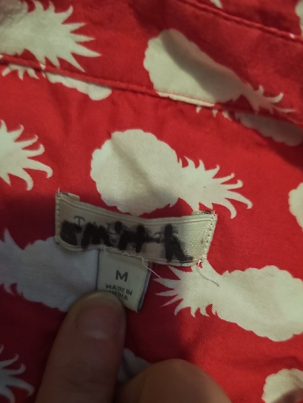 Talbots Red Pineapple Print Button-Down Shirt - Picture 3 of 3